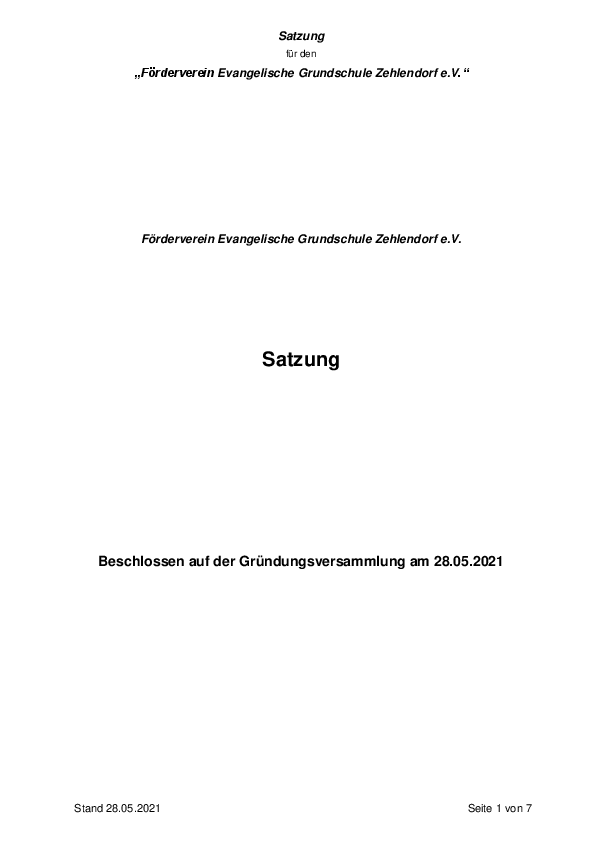 Mustersatzung mit Änderungen